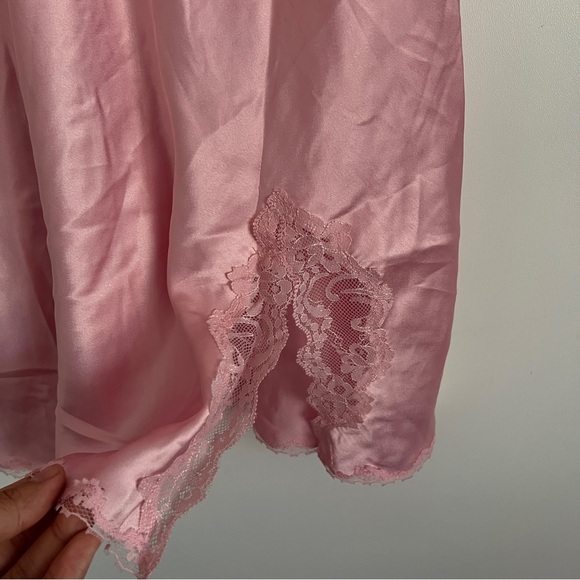 Victoria’s Secret Pink Lace Trim Satin Chemise Dress-Women’s Size Medium - Picture 3 of 8